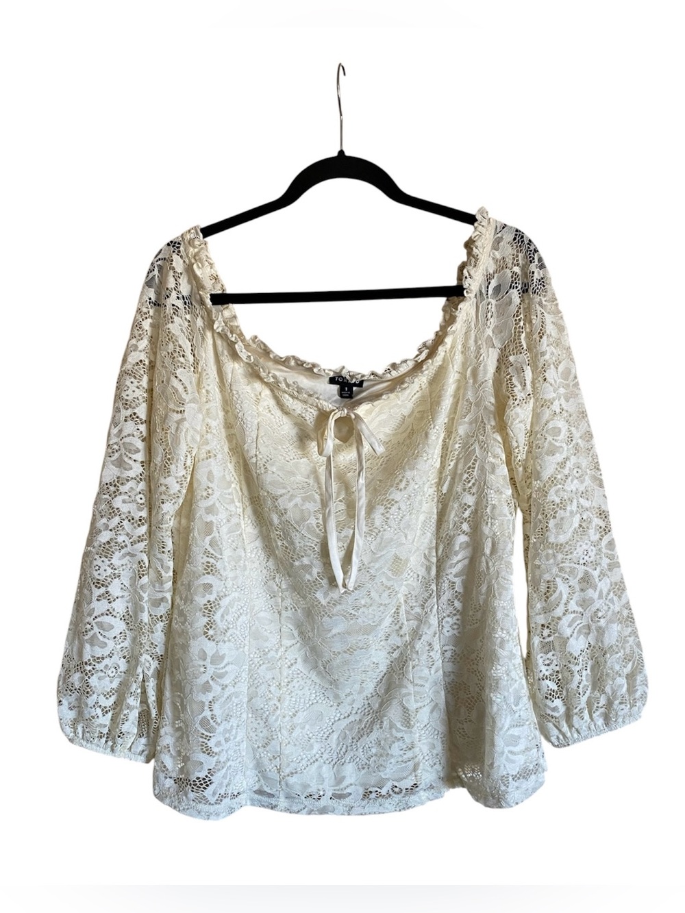 Women’s TORRID Cream On or Off Shoulder Lace Blouse Top Size 1